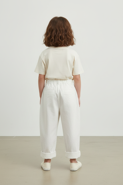 Pantalon Blanc Coton Ample Décontracté Enfant - vue 2