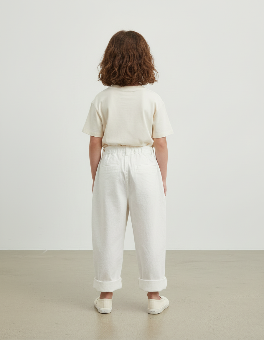 Pantalon Blanc Coton Ample Décontracté Enfant - vue 2