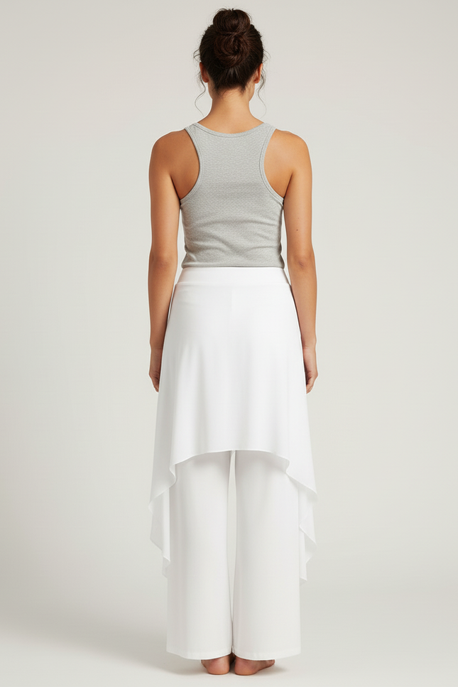 Pantalon Blanc Fluide Ample Chiffon Décontracté Élégant - Polyester - vue 2