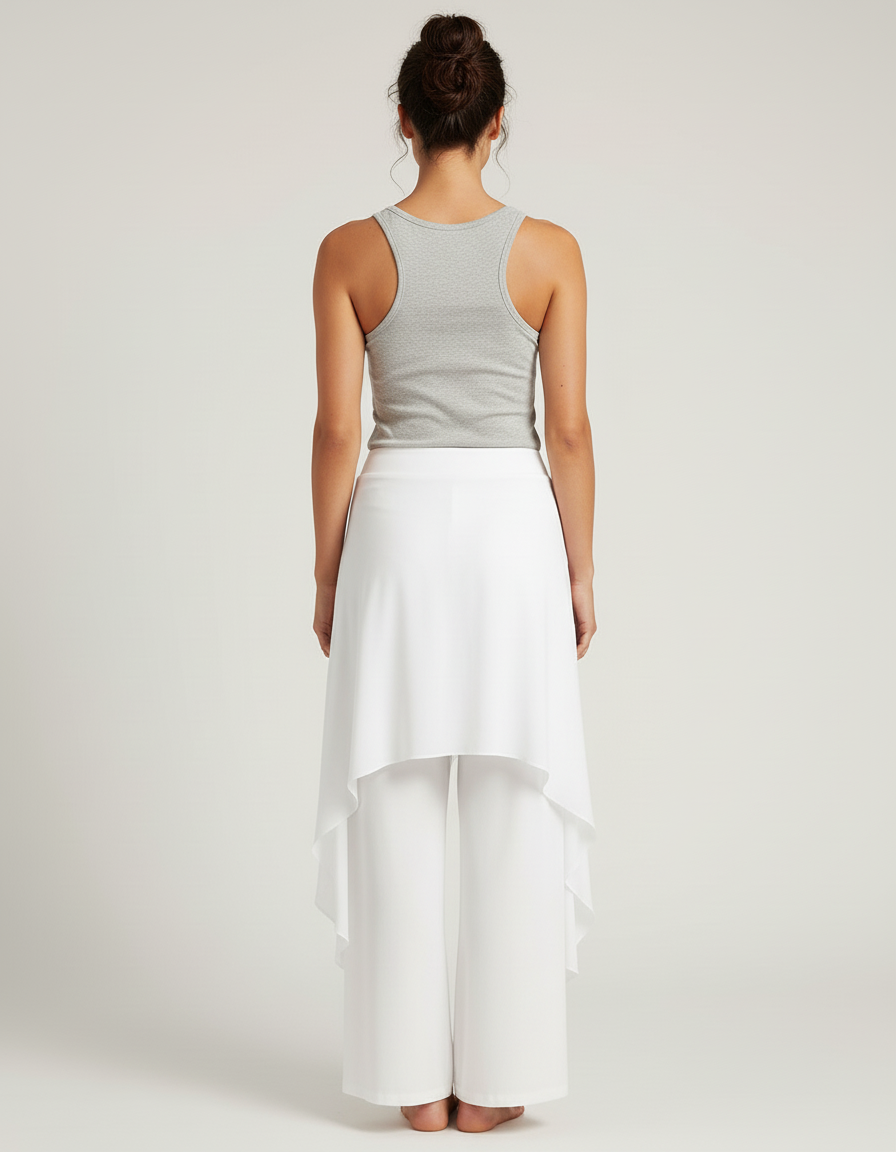 Pantalon Blanc Fluide Ample Chiffon Décontracté Élégant - Polyester - vue 2