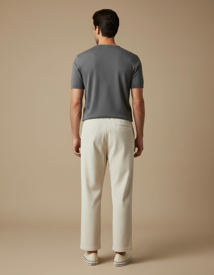 Pantalon Blanc 88df - Beige Cordé - vue 2