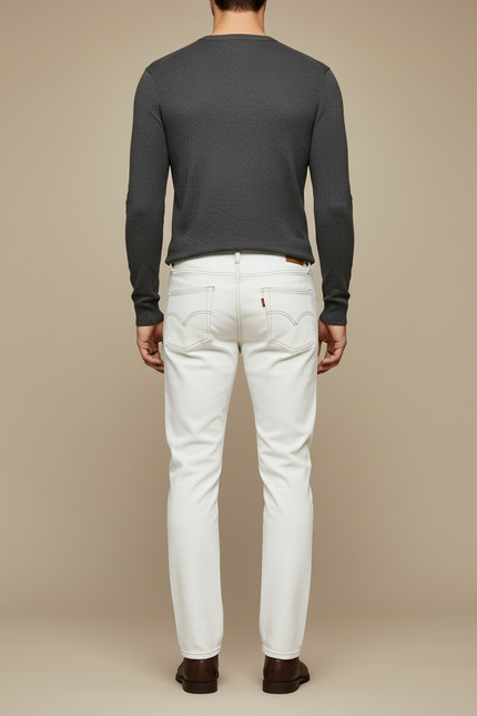 Pantalon Blanc Jean Droit Casual Homme - vue 2