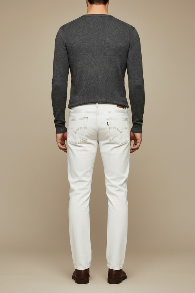 Pantalon Blanc Jean Droit Casual Homme - vue 2