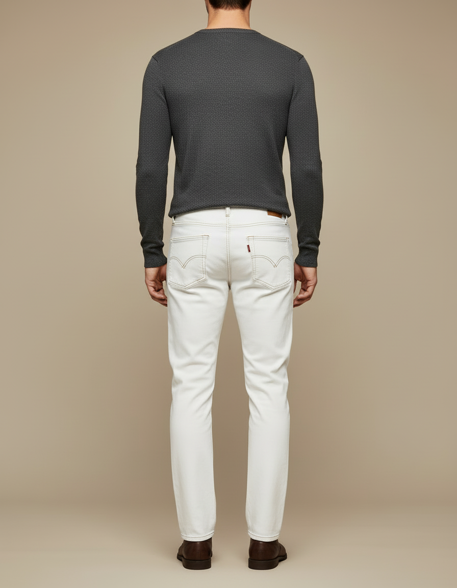 Pantalon Blanc Jean Droit Casual Homme - vue 2