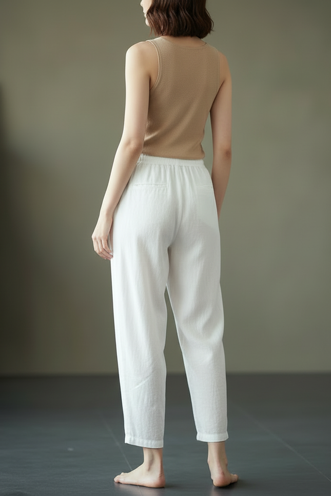 Pantalon Blanc Vintage - Lin - vue 2