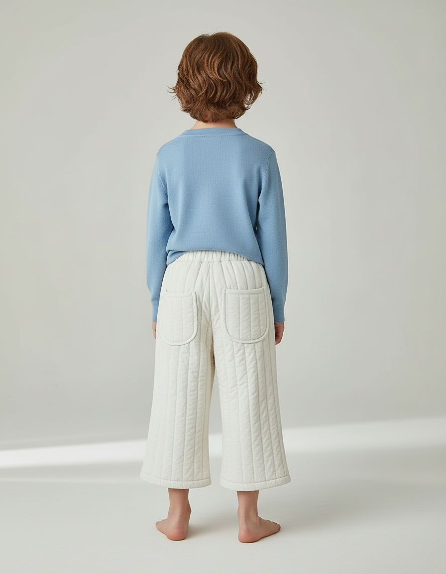 Pantalon Blanc Matelassé Ample Enfant Hiver - Molleton - vue 2