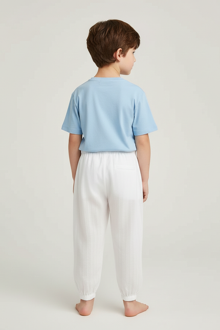 Pantalon Blanc Harem Enfant Unisexe Coton Léger - vue 2