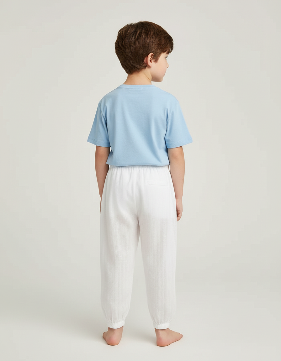 Pantalon Blanc Harem Enfant Unisexe Coton Léger - vue 2