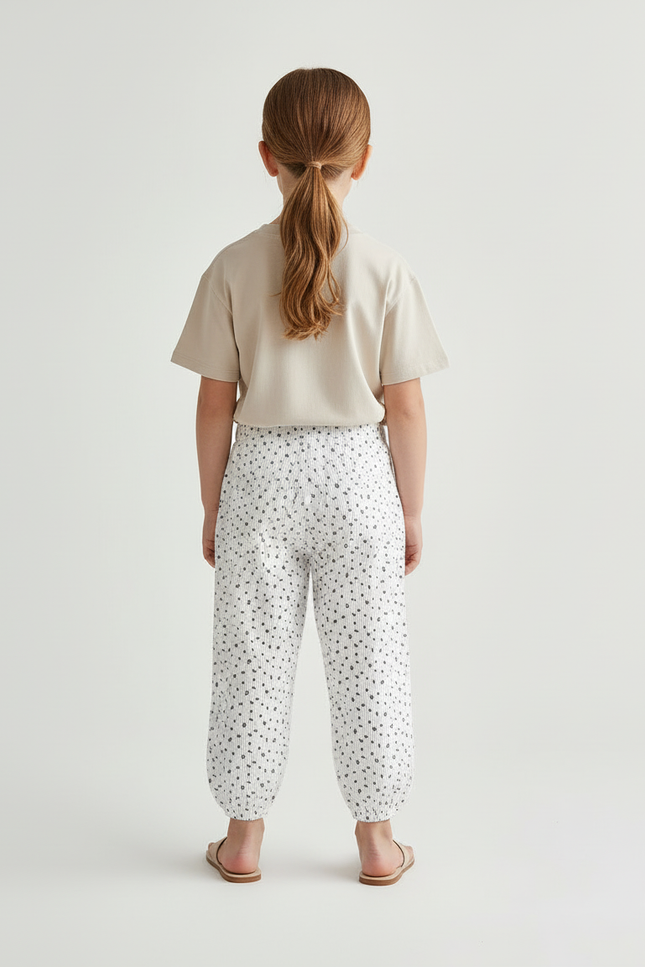 Pantalon Fluide Blanc Et Noir - Imprimé Viscose - vue 2