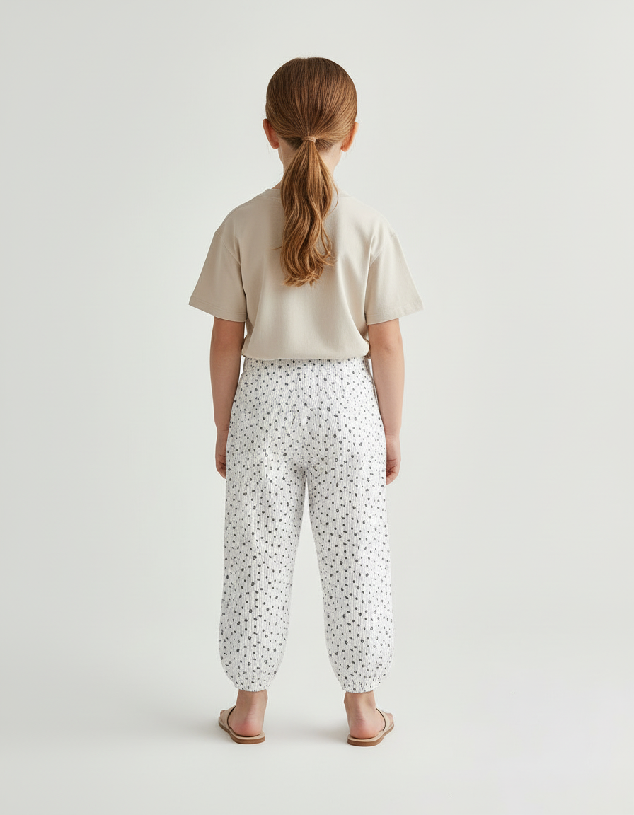 Pantalon Fluide Blanc Et Noir - Imprimé Viscose - vue 2