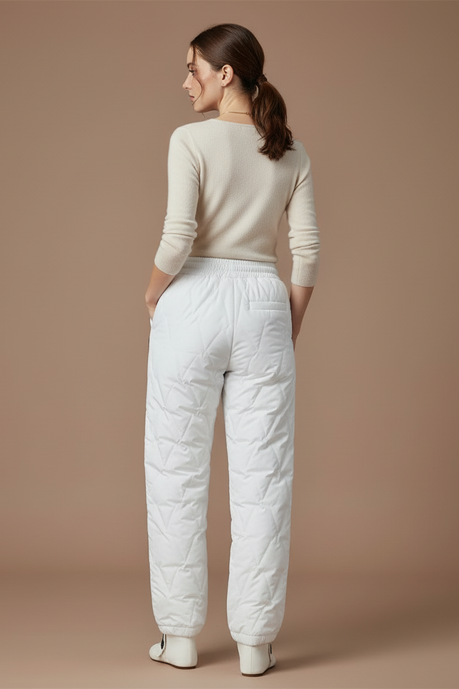 Pantalon Blanc Matelassé Ample Décontracté Hiver Chaud - Polyester - vue 2