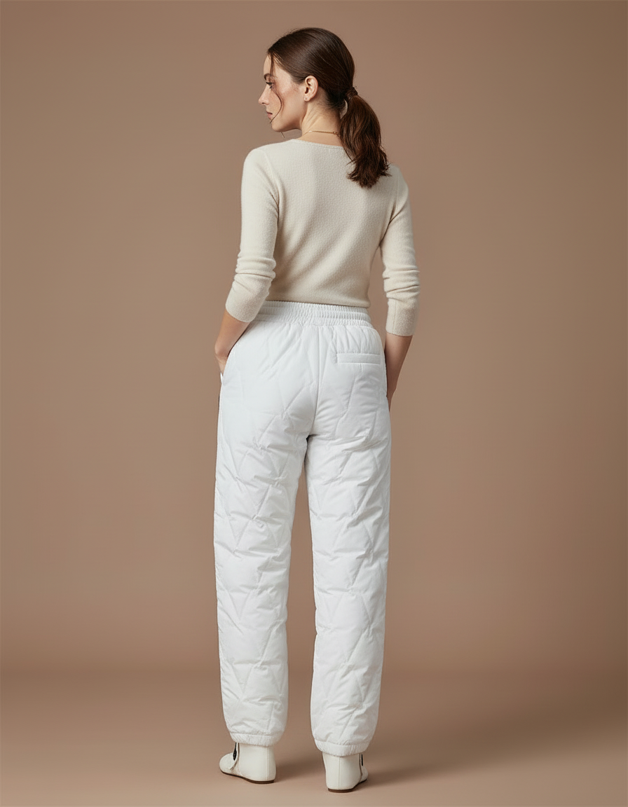 Pantalon Blanc Matelassé Ample Décontracté Hiver Chaud - Polyester - vue 2