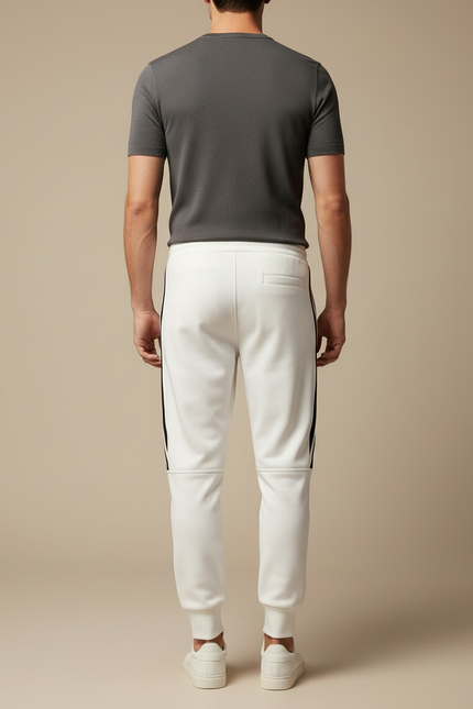 Pantalon Blanc Bande Noire - Molleton - vue 2