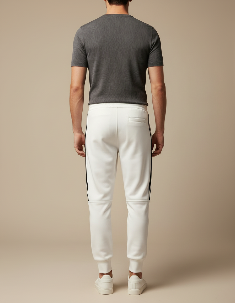 Pantalon Blanc Bande Noire - Molleton - vue 2