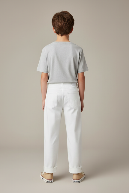 Pantalon Blanc Coton Décontracté Garçon Printemps Automne - Jean - vue 2