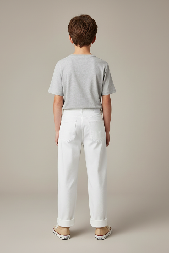 Pantalon Blanc Coton Décontracté Garçon Printemps Automne - Jean - vue 2