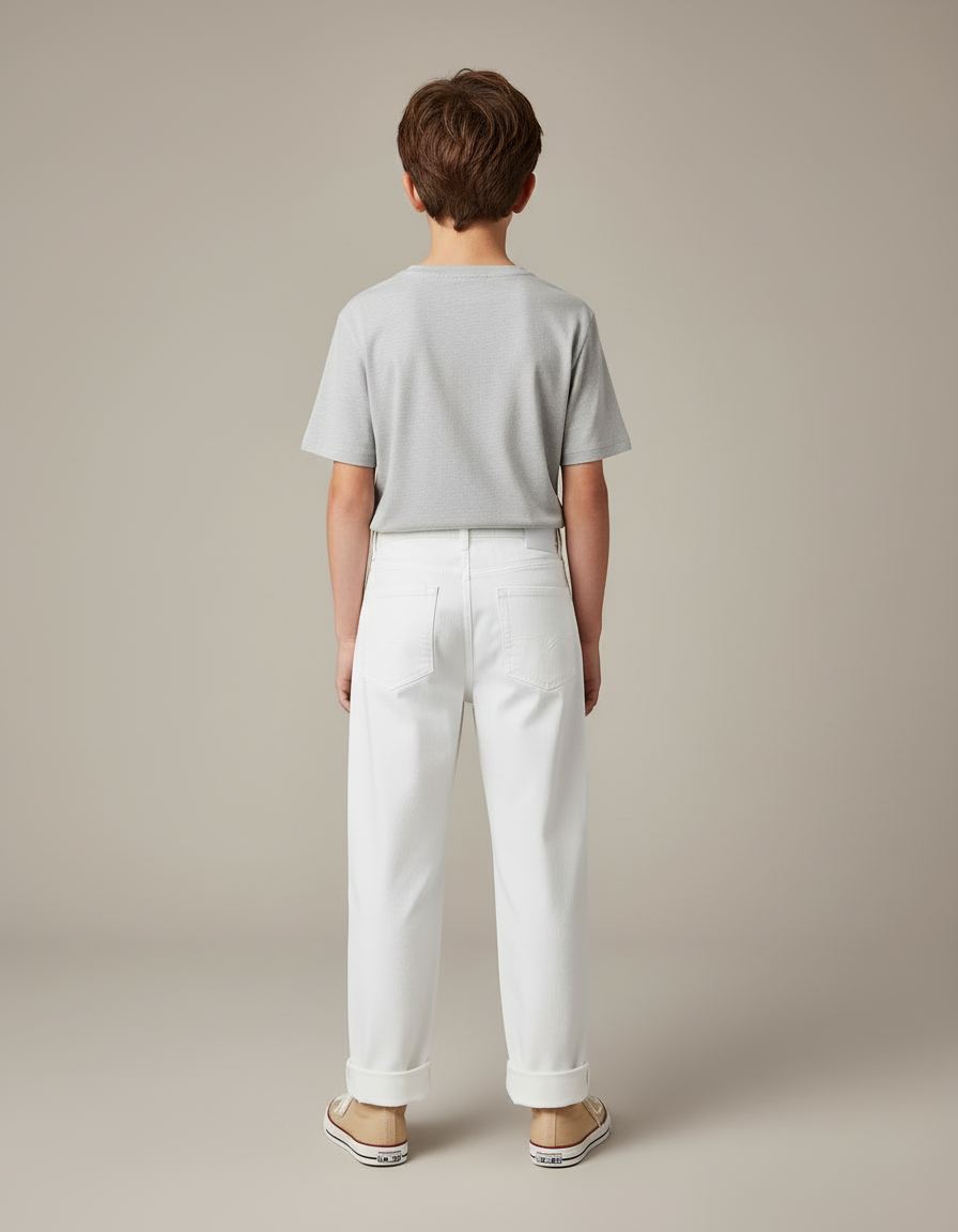 Pantalon Blanc Coton Décontracté Garçon Printemps Automne - Jean - vue 2