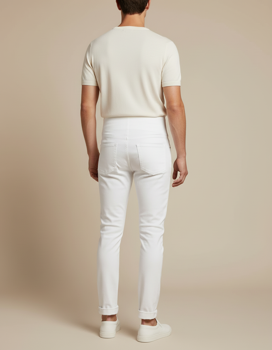 Pantalon Blanc Homme Skinny Taille Haute Confortable - Jean - vue 2