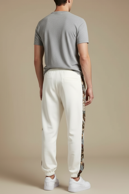 Pantalon Blanc Ample Décontracté Motif Ethnique - Molleton - vue 2