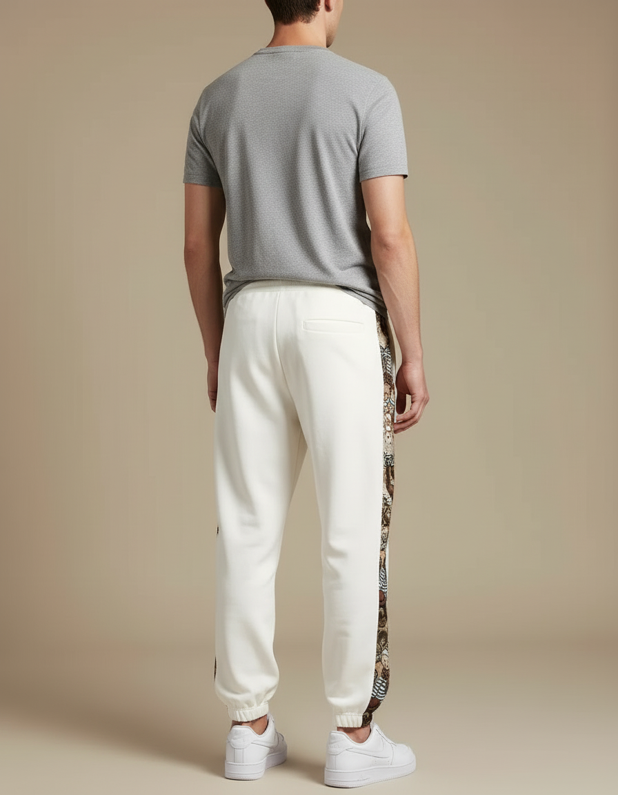 Pantalon Blanc Ample Décontracté Motif Ethnique - Molleton - vue 2