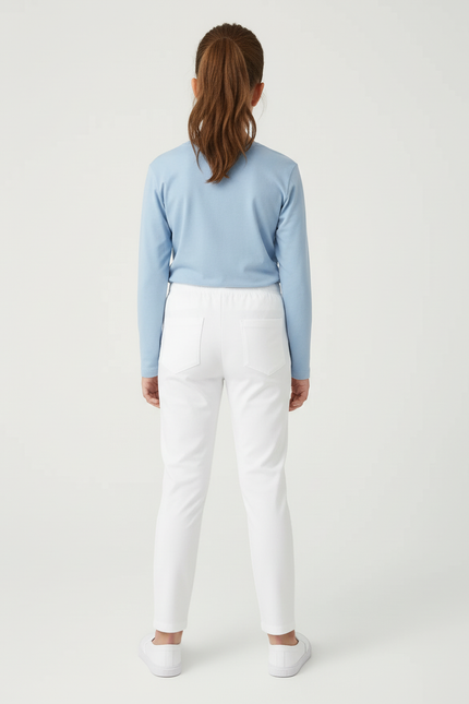 Pantalon Blanc Droit Décontracté Uni Enfant - Coton - vue 2
