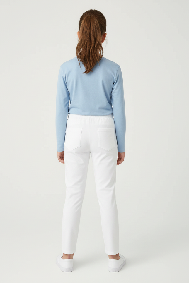 Pantalon Blanc Droit Décontracté Uni Enfant - Coton - vue 2