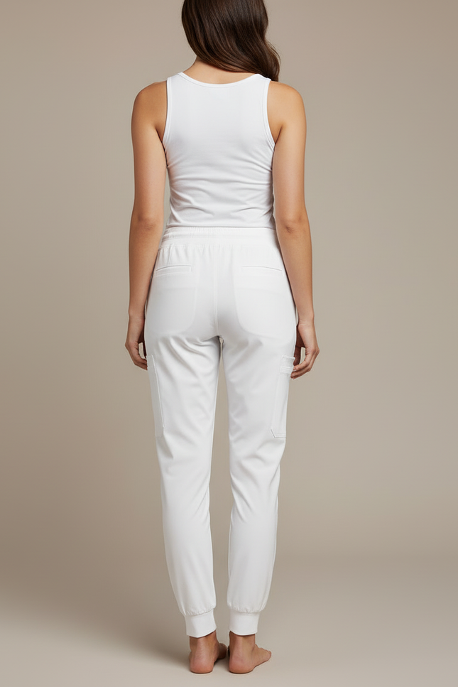 Pantalon Blanc Jogger Cordon Médical Femme - Polyester - vue 2