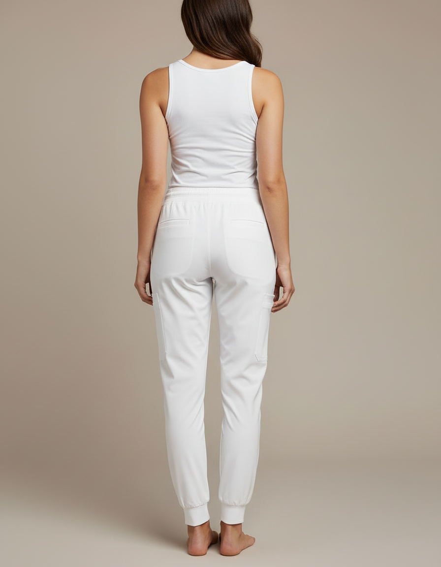Pantalon Blanc Jogger Cordon Médical Femme - Polyester - vue 2