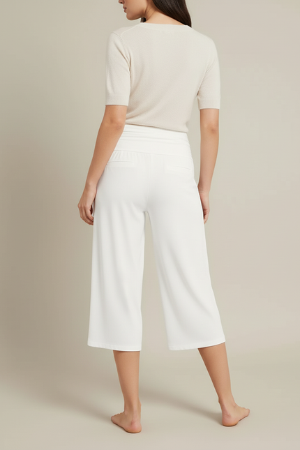 Pantalon Blanc Ample Fluide Décontracté Été - Viscose - vue 2