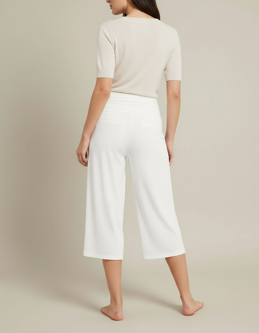 Pantalon Blanc Ample Fluide Décontracté Été - Viscose - vue 2