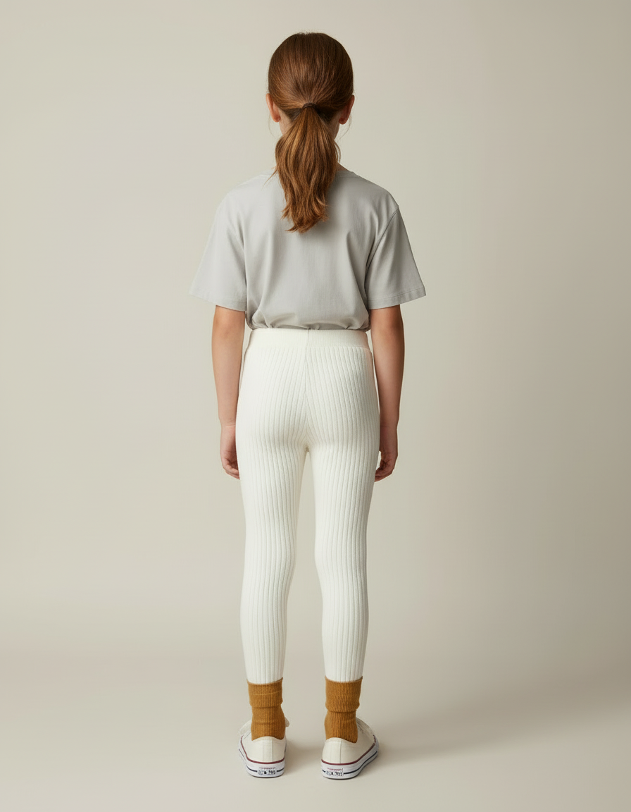 Pantalon Blanc Côtelé Tricoté Slim Fille Confortable - Maille - vue 2