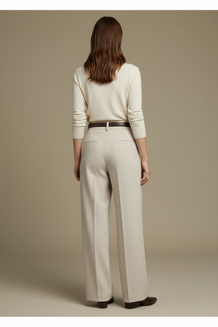 Pantalon Fluide Blanc Cassé - Beige Laine - vue 2