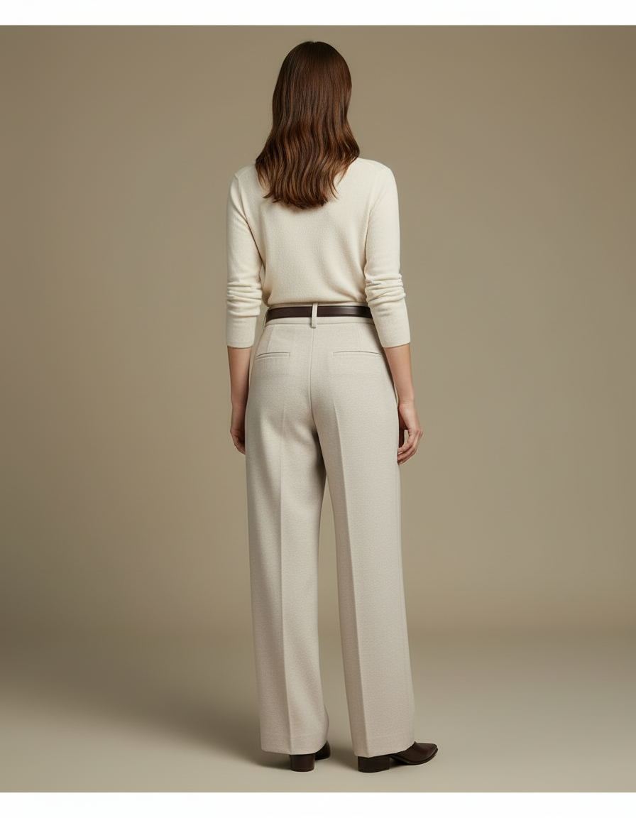 Pantalon Fluide Blanc Cassé - Beige Laine - vue 2
