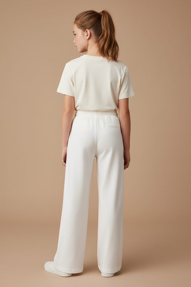 Pantalon Blanc Ample Droit Confortable Enfant - Molleton - vue 2