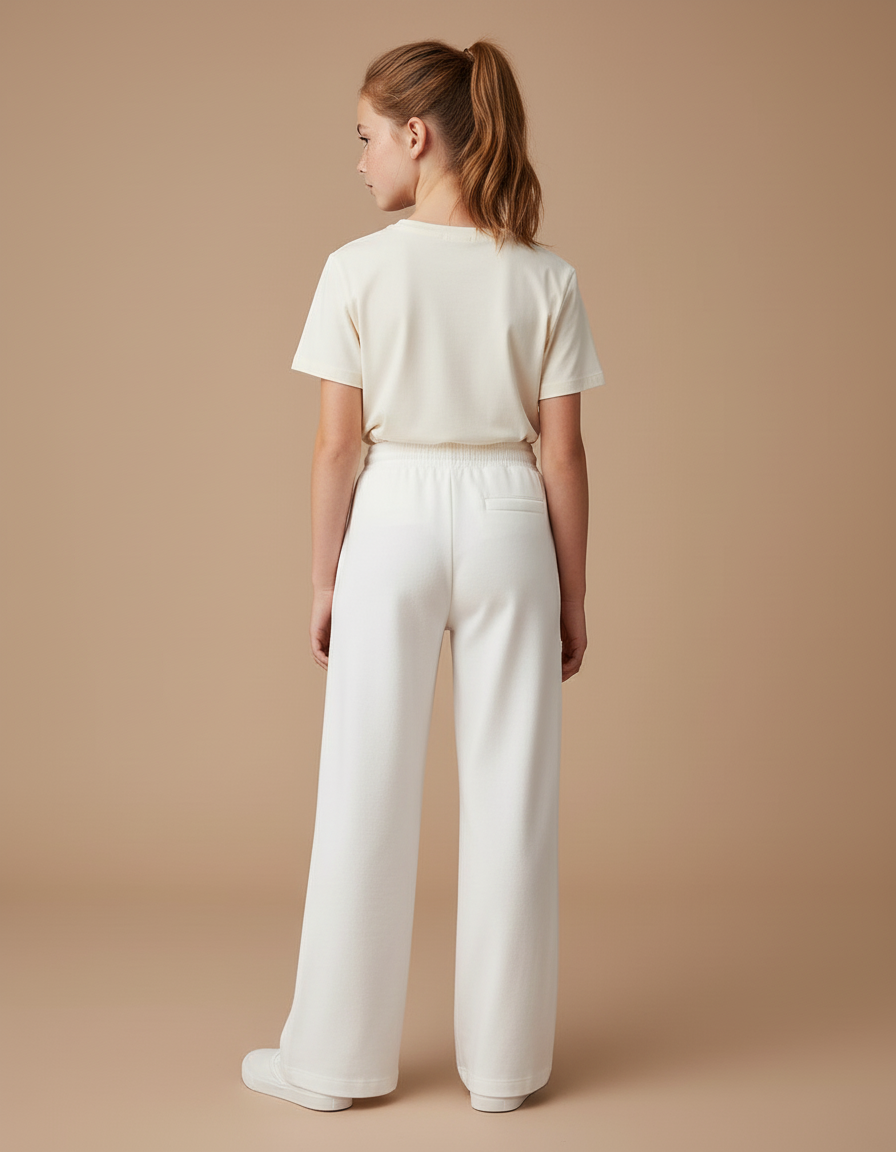 Pantalon Blanc Ample Droit Confortable Enfant - Molleton - vue 2