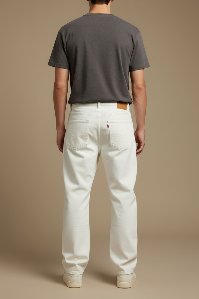 Pantalon Blanc Imprimé Droit Décontracté Homme Streetwear - Jean - vue 2