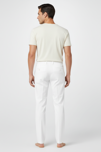 Pantalon Blanc Droit Élégant Homme Formel - Gabardine - vue 2
