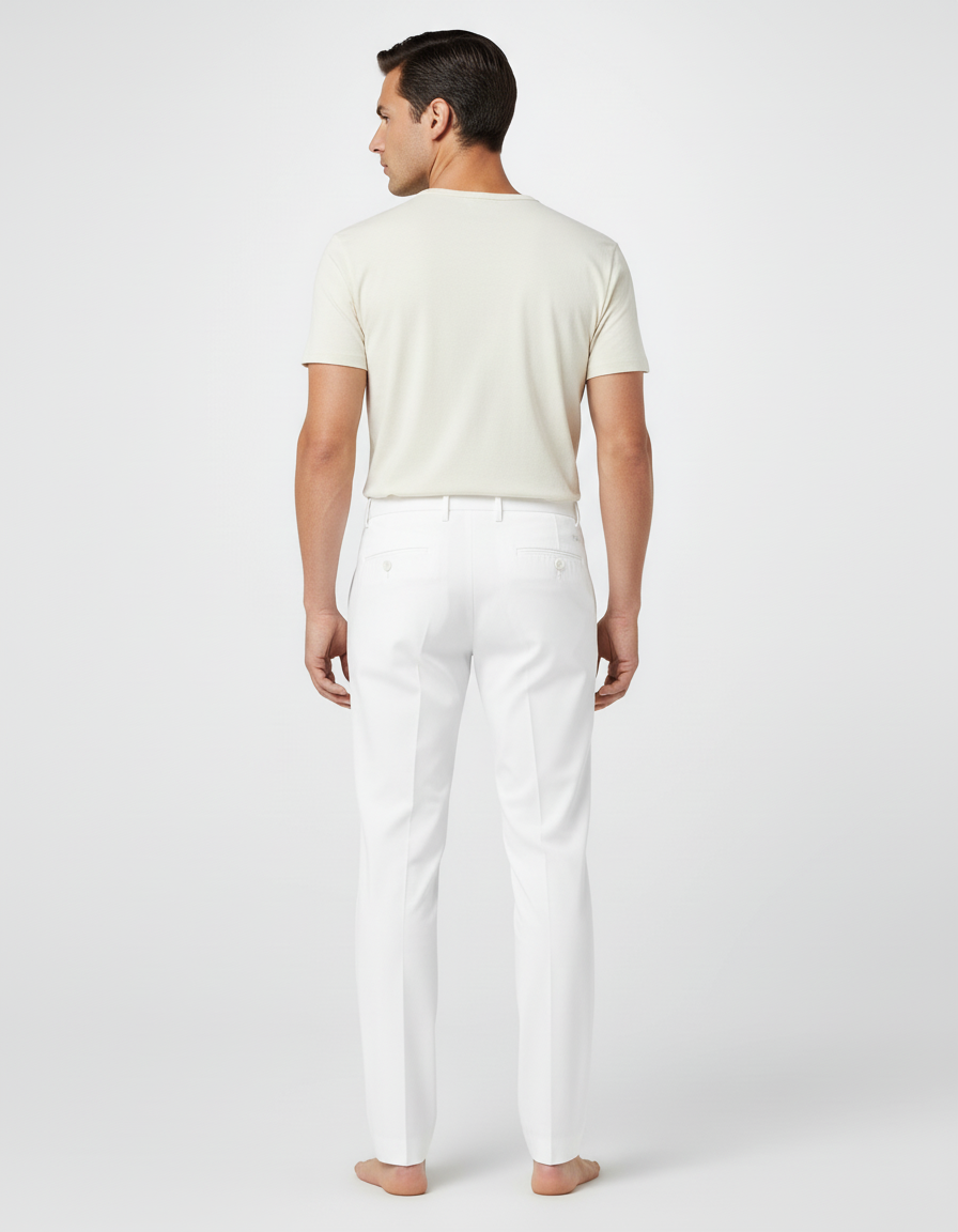 Pantalon Blanc Droit Élégant Homme Formel - Gabardine - vue 2