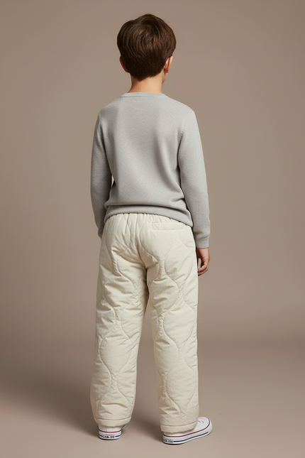 Pantalon Blanc Matelassé Garçon Chaud Hiver Décontracté - Beige Polyester - vue 2