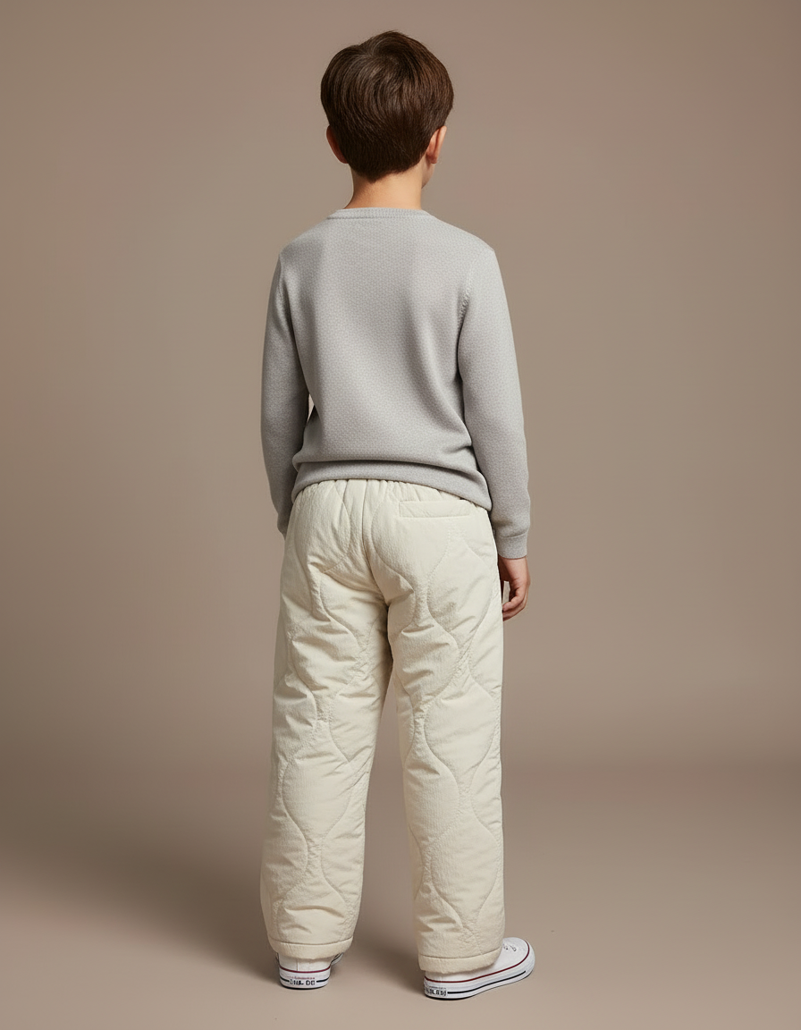 Pantalon Blanc Matelassé Garçon Chaud Hiver Décontracté - Beige Polyester - vue 2