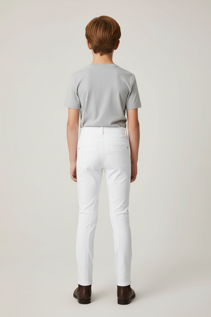 Pantalon Blanc Équestre Enfant Slim Poches Zippées - Polyester - vue 2