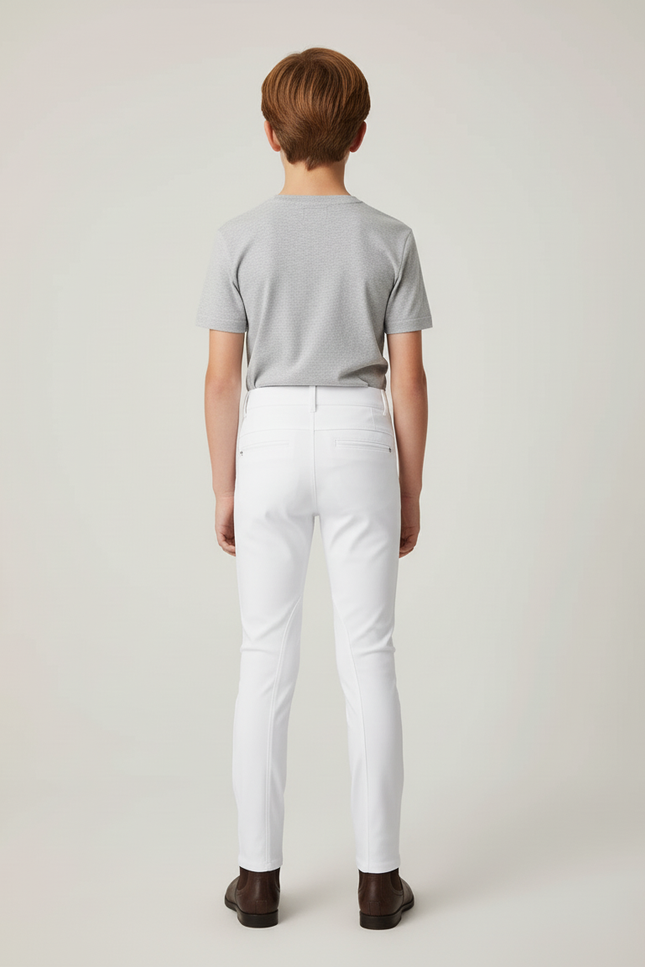 Pantalon Blanc Équestre Enfant Slim Poches Zippées - Polyester - vue 2