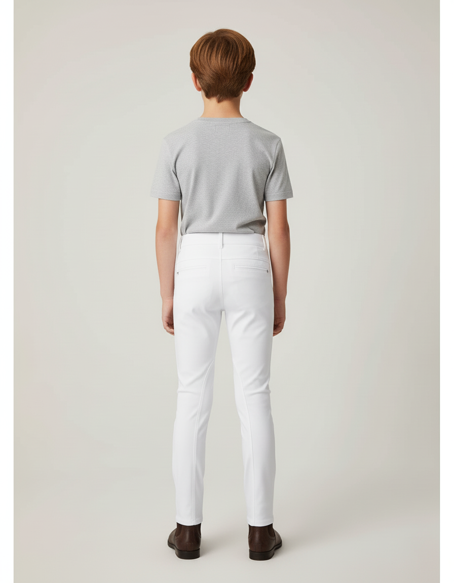 Pantalon Blanc Équestre Enfant Slim Poches Zippées - Polyester - vue 2