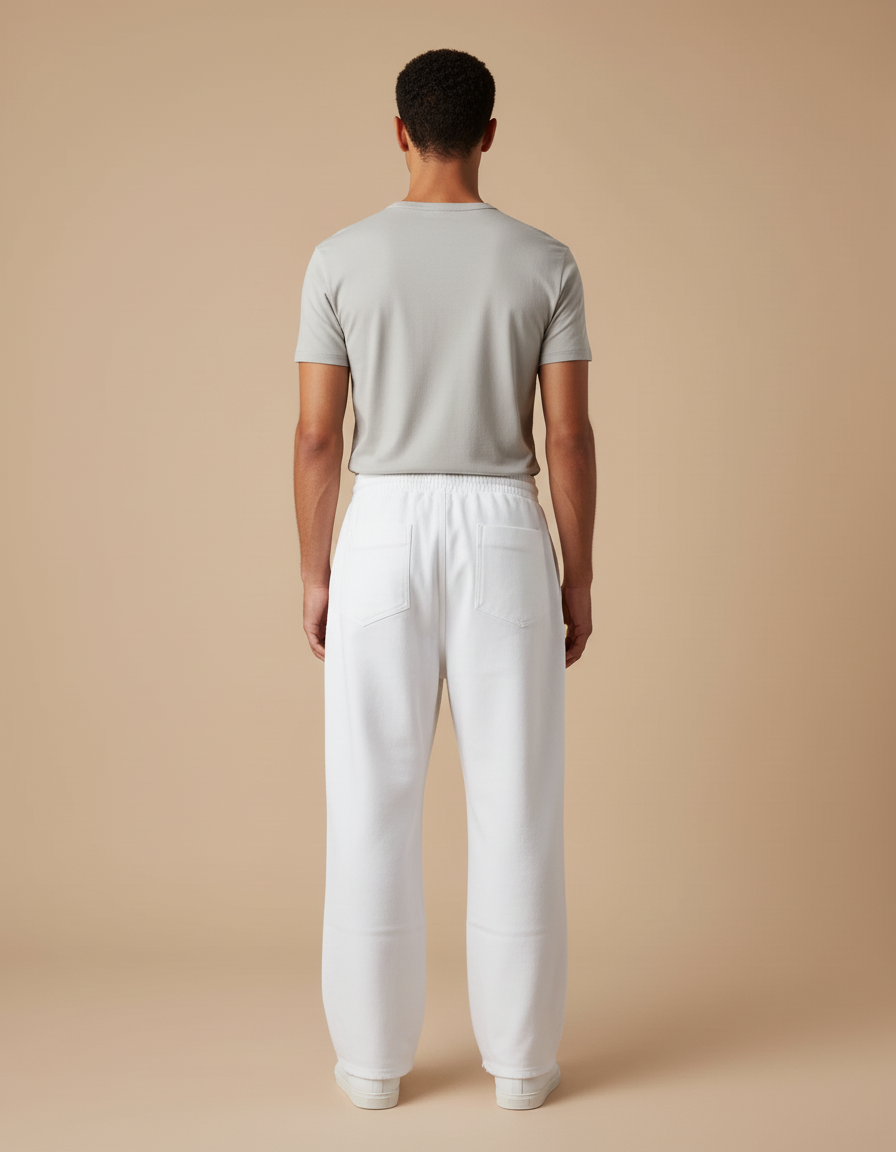Pantalon Blanc Ample Décontracté Gothic Letter Y2K - Molleton - vue 2