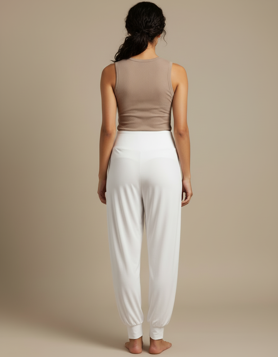 Pantalon Yoga Coton Blanc - Viscose - vue 2