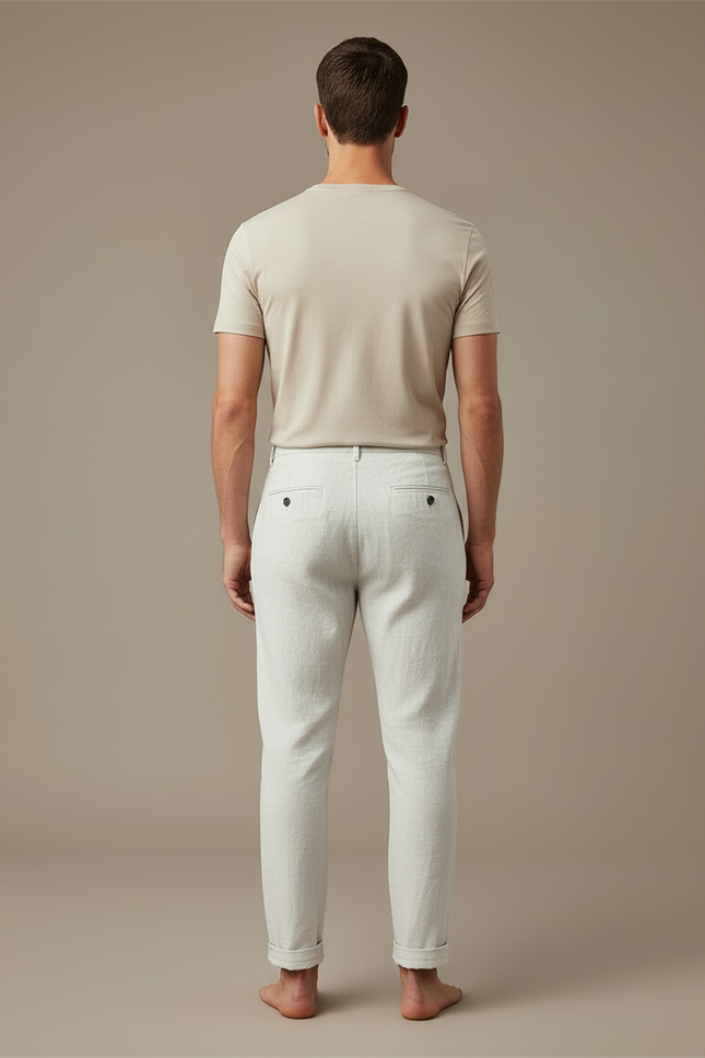 Pantalon Blanc Lin Décontracté Droit Homme Respirant - vue 2