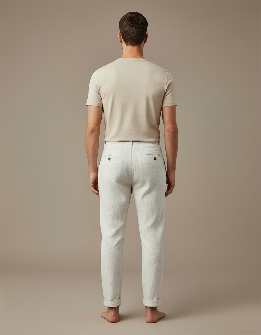 Pantalon Blanc Lin Décontracté Droit Homme Respirant - vue 2