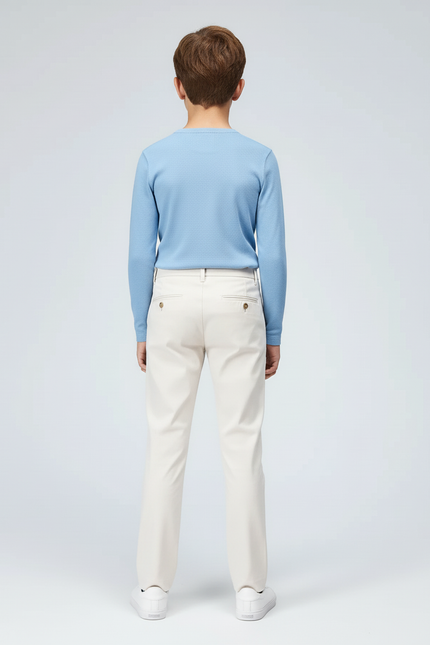 Pantalon Blanc Droit Décontracté Garçon Coton - Beige - vue 2