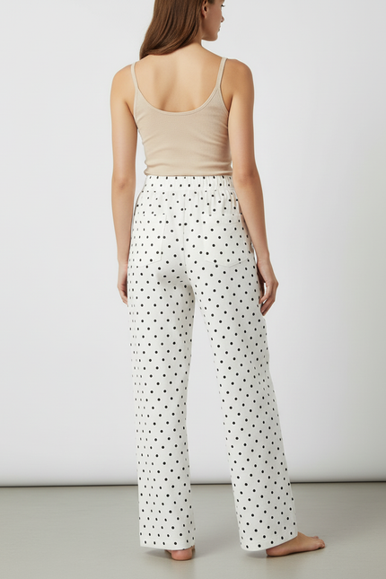 Pantalon Fluide Imprimé Noir Et Blanc - Lin - vue 2