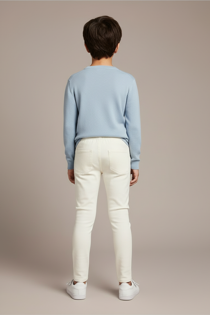 Pantalon Blanc Slim Coton Stretch Confortable Enfant - vue 2